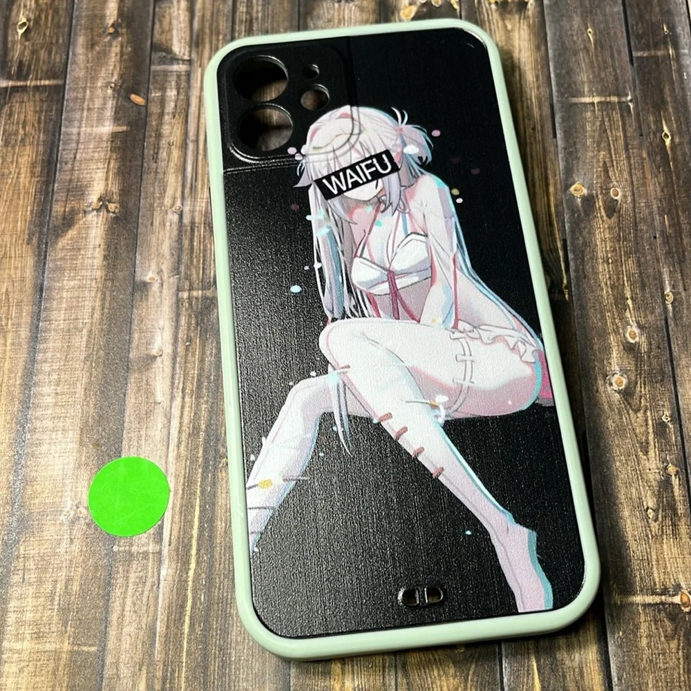 5for$10 Black Green Frame IPhone 12 Phone Case Waifu Cute Anime